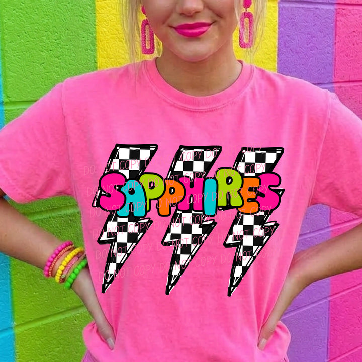Sapphires Amped Up Spirit mascot DTF transfer