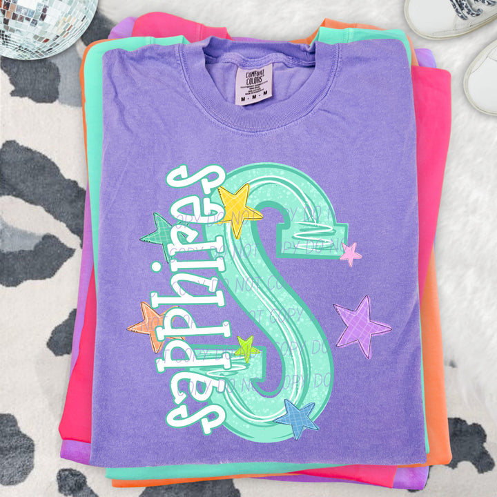 Sapphires Out of This World mascot DTF transfer