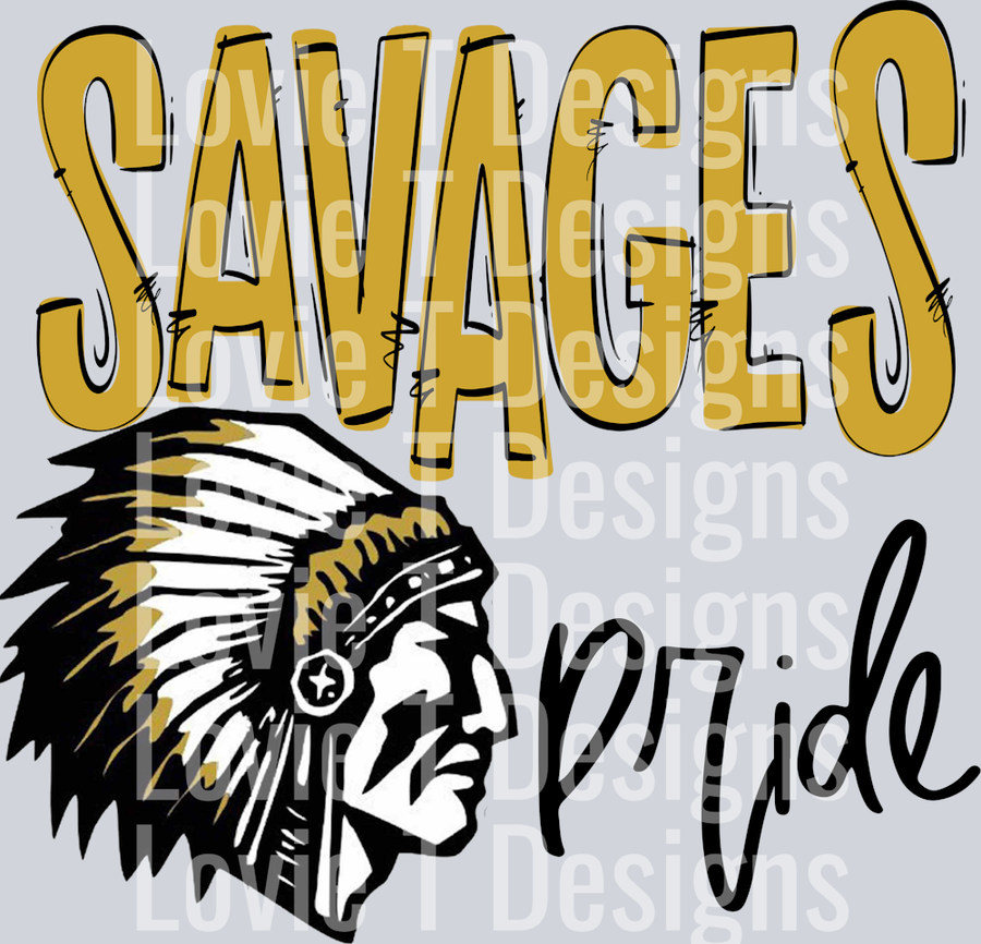 SAVAGES PRIDE VEGAS GOLD BLACK OUTLINE TEAM GO