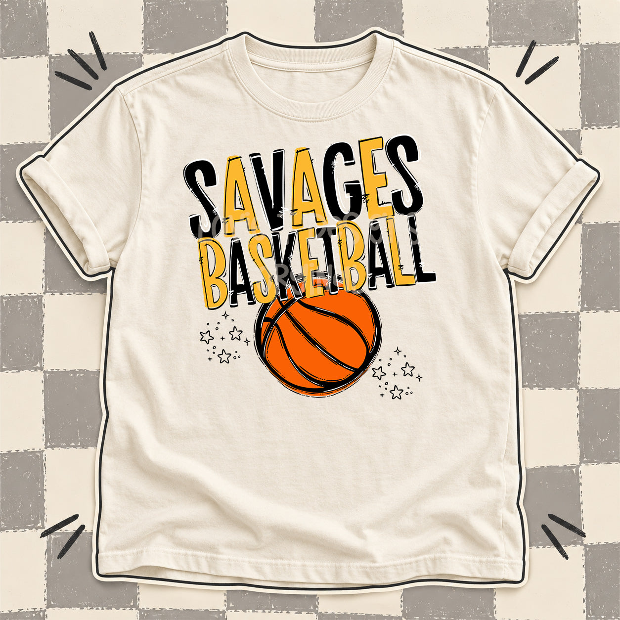 Team Go Basketball Mascots Savages Black Yellow Gold design