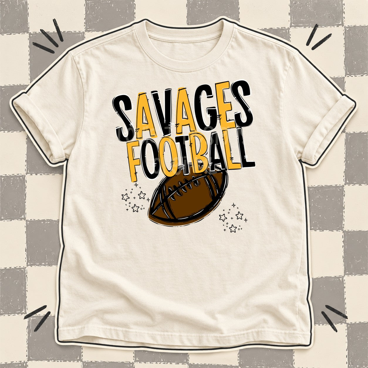 Team Go Football Mascots Savages Black Yellow Gold design
