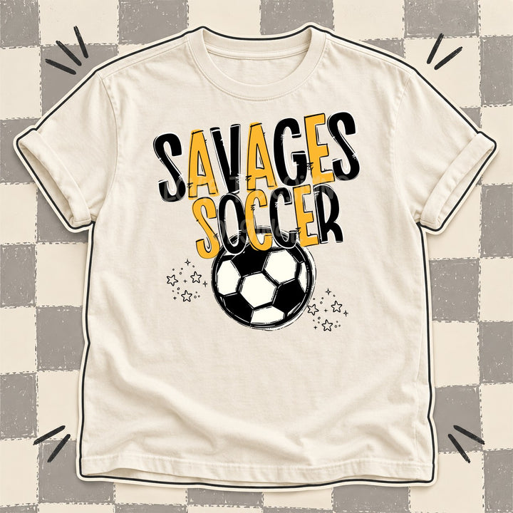 Savages Black Yellow Gold Team Go Soccer Mascots DTF transfer mockup