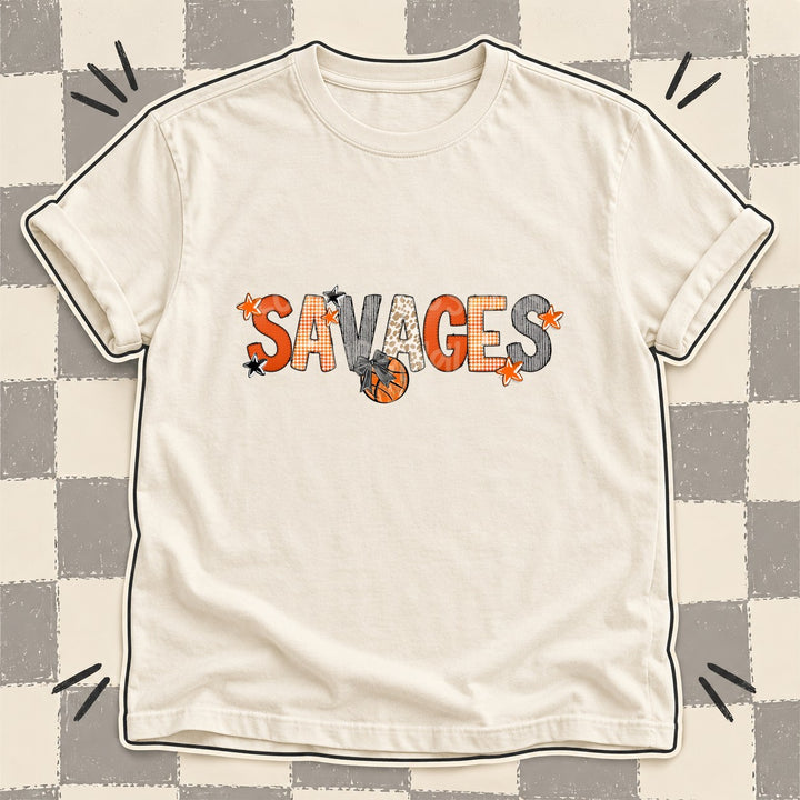 Savages Mixed Doodle Basketball Mascots – Hoops Houndstooth DTF transfer mockup
