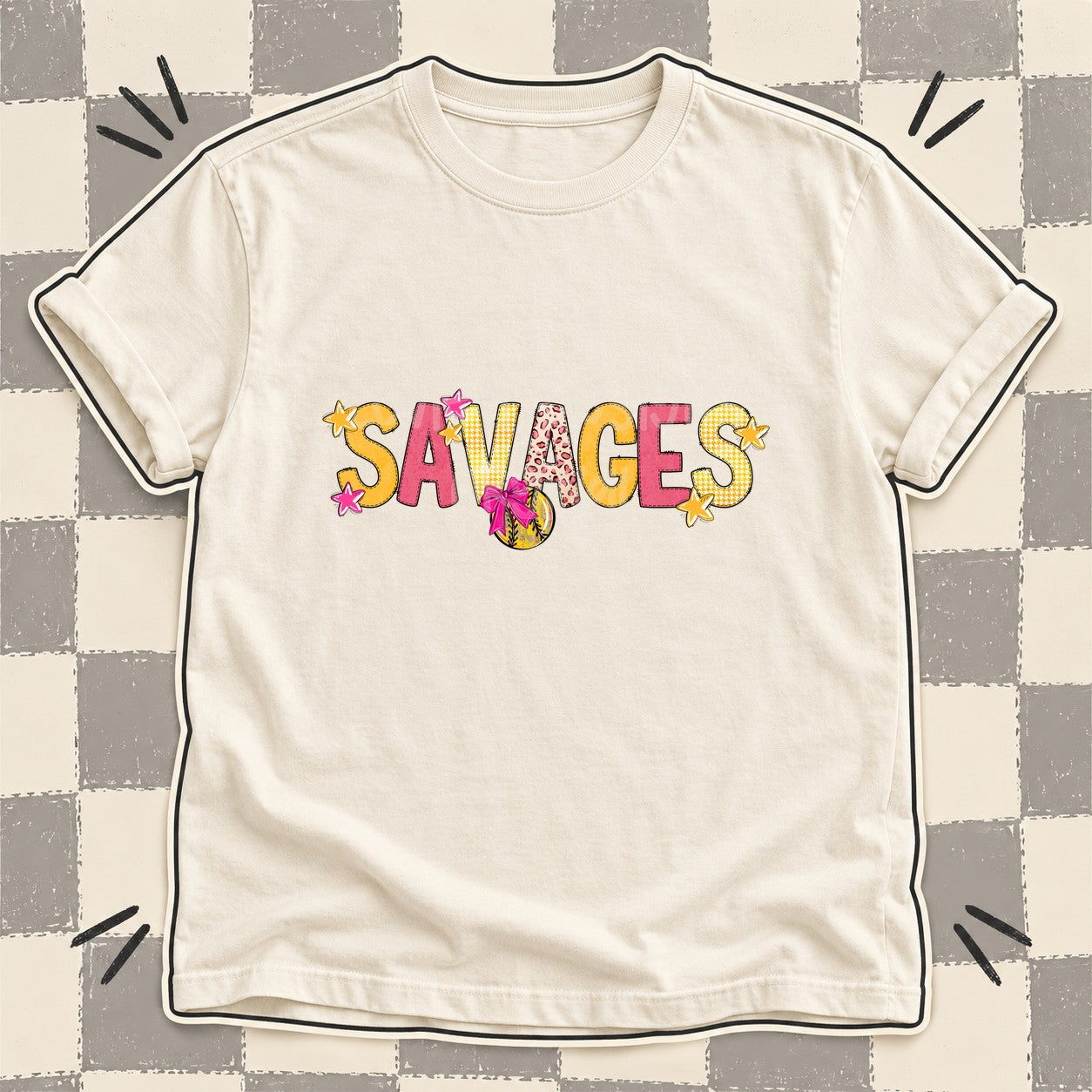 Mixed Doodle Softball Mascots – Stitched Softball Savages design