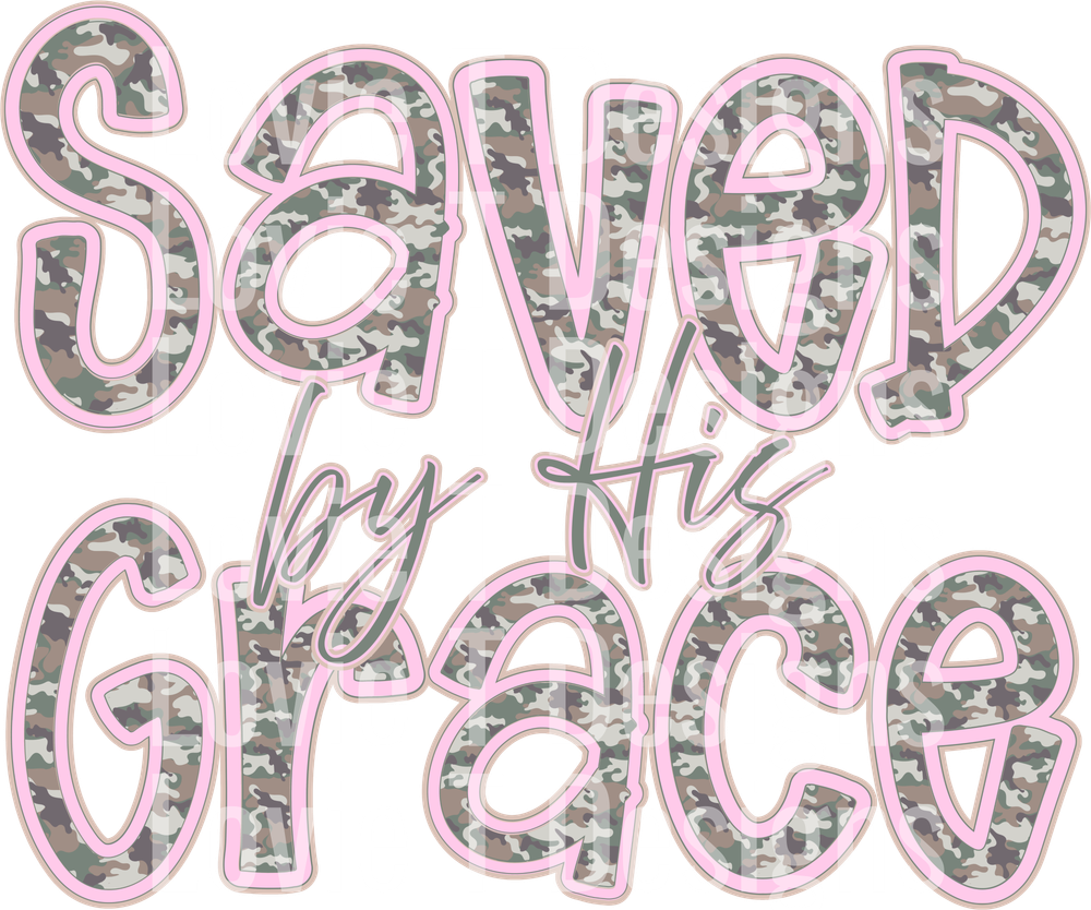 Saved by His Grace Camo DTF transfer design