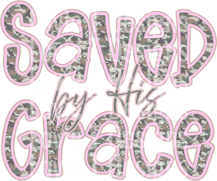 Saved by His Grace Camo DTF transfer design