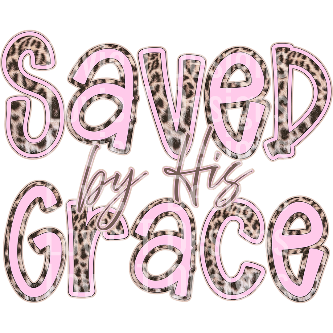 Saved by His Grace Leopard and Pink – DTF Transfer