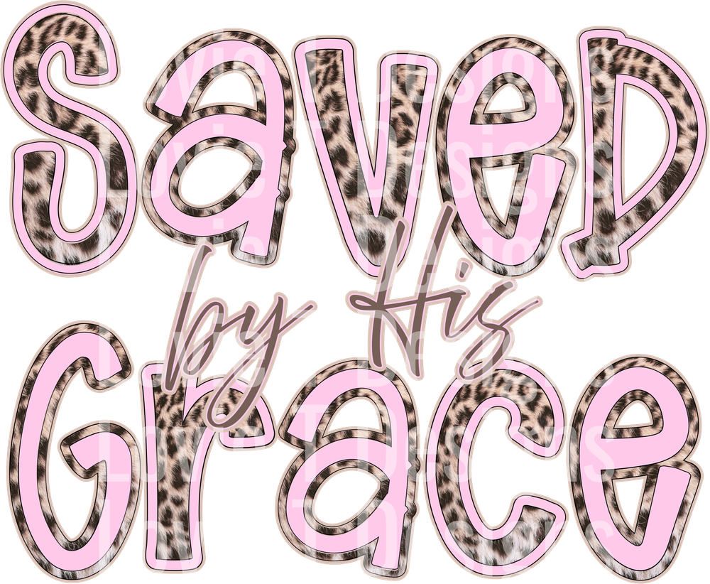Saved by His Grace Leopard Pink DTF transfer design