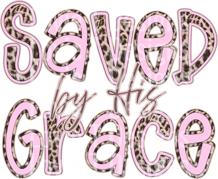 Saved by His Grace Leopard Pink DTF transfer design