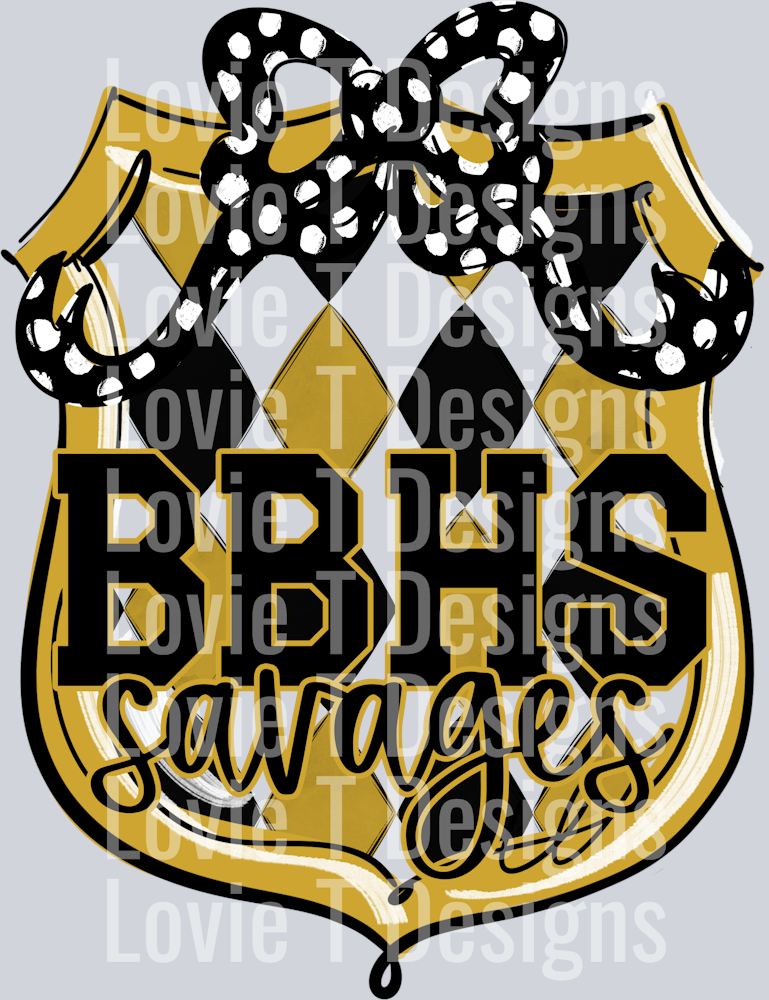SCHOOL CREST MASCOTS MASTER BBHS SAVAGES VEGAS GOLD