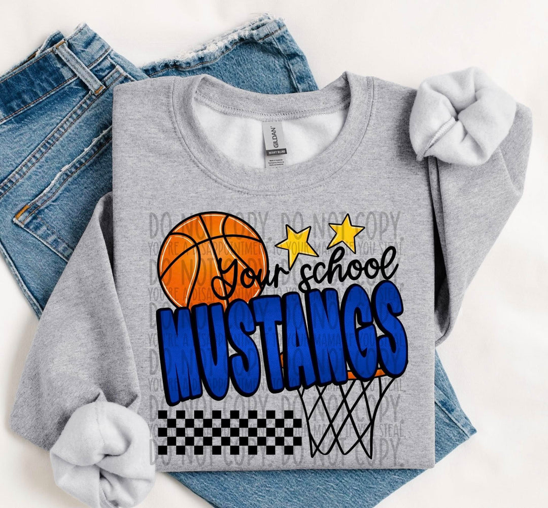 SCHOOL + MASCOT BASKETBALL WITH STARS