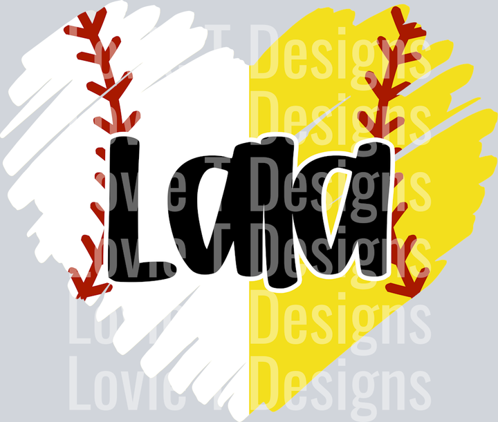 SCRIBBLE HEART SOTBALL AND BASEBALL LALA