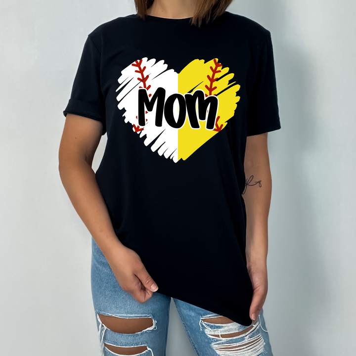 SCRIBBLE HEART SOFTBALL BASEBALL MOM