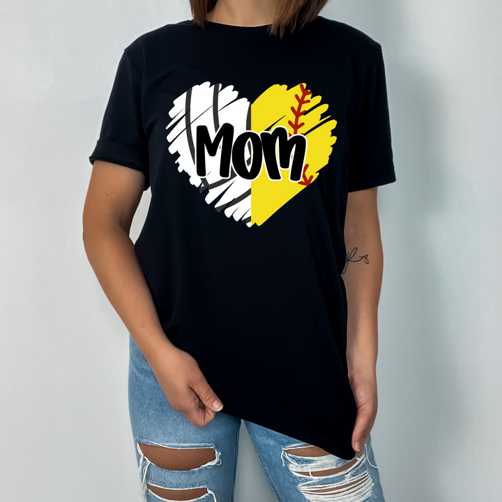 SCRIBBLE HEART VOLLEYBALL AND SOFTBALL MOM