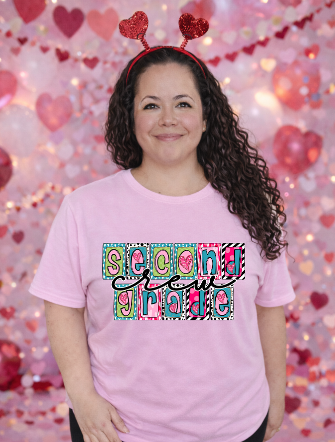 Second Grade Crew Block Valentines DTF transfer design – image 1