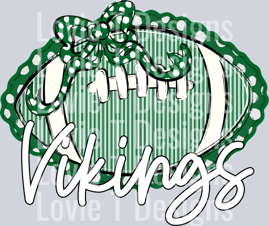 SEERSUCKER FOOTBALL + MATCHING BOWS KELLY GREEN VIKINGS
