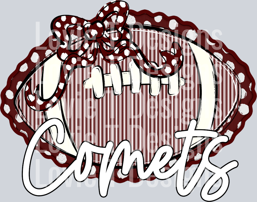 SEERSUCKER FOOTBALL + MATCHING BOWS MAROON COMETS