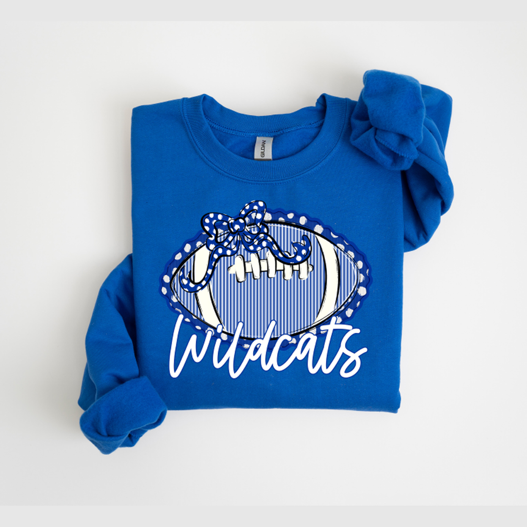 Seersucker Football + Matching Bows Royal Wildcats – DTF Transfer