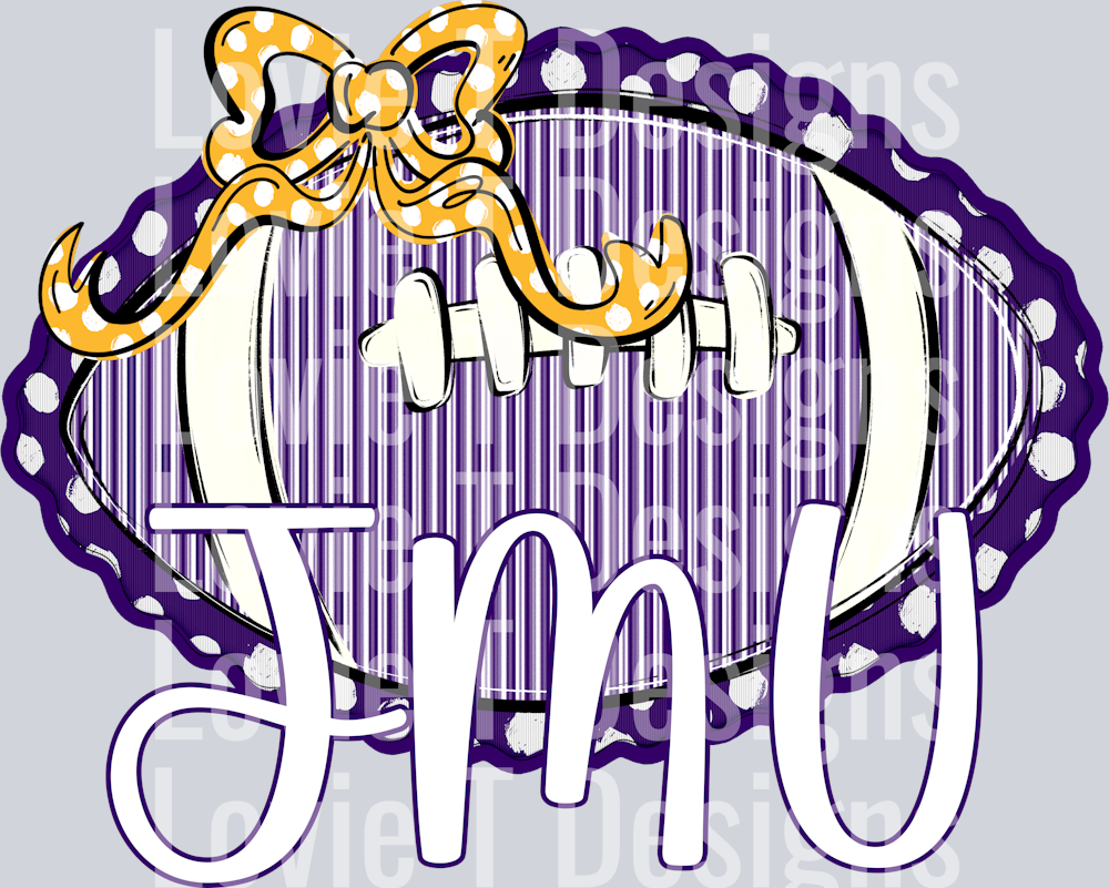 SEERSUCKER FOOTBALL PURPLE YELLOW DOT BOW JMU