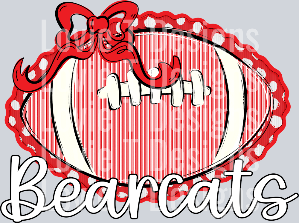 SEERSUCKER FOOTBALL RED FOOTBALL WITH RED BOW BEARCATS