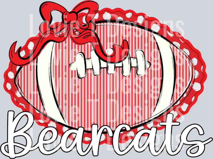SEERSUCKER FOOTBALL RED FOOTBALL WITH RED BOW BEARCATS