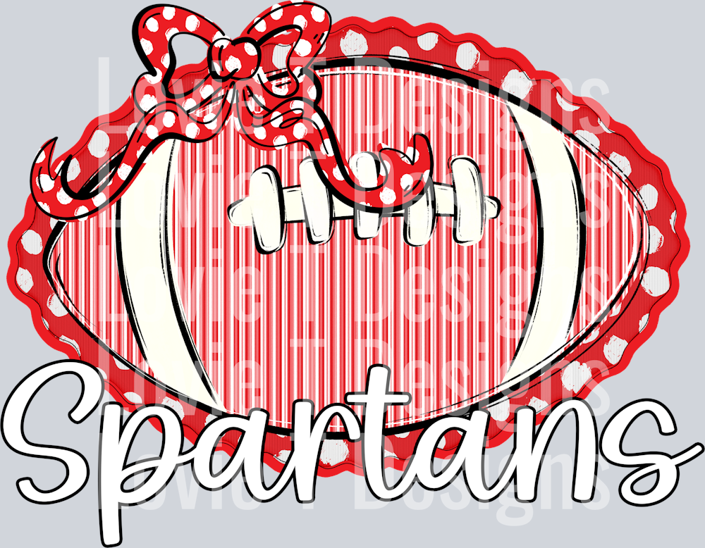 SEERSUCKER FOOTBALL RED WITH RED DOT BOW SPARTANS