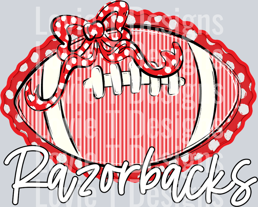 SEERSUCKER RED FOOTBALL + MATCHING BOWS RAZORBACKS