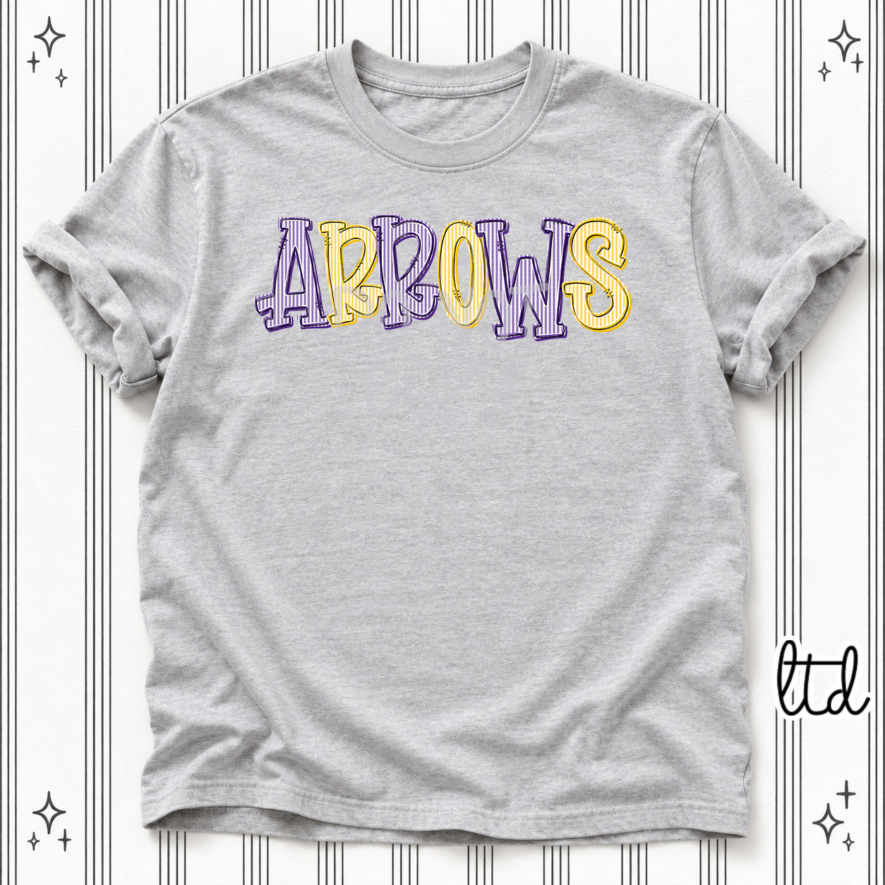 Seersucker Stack Mascots Arrows Purple Yellow Gold design