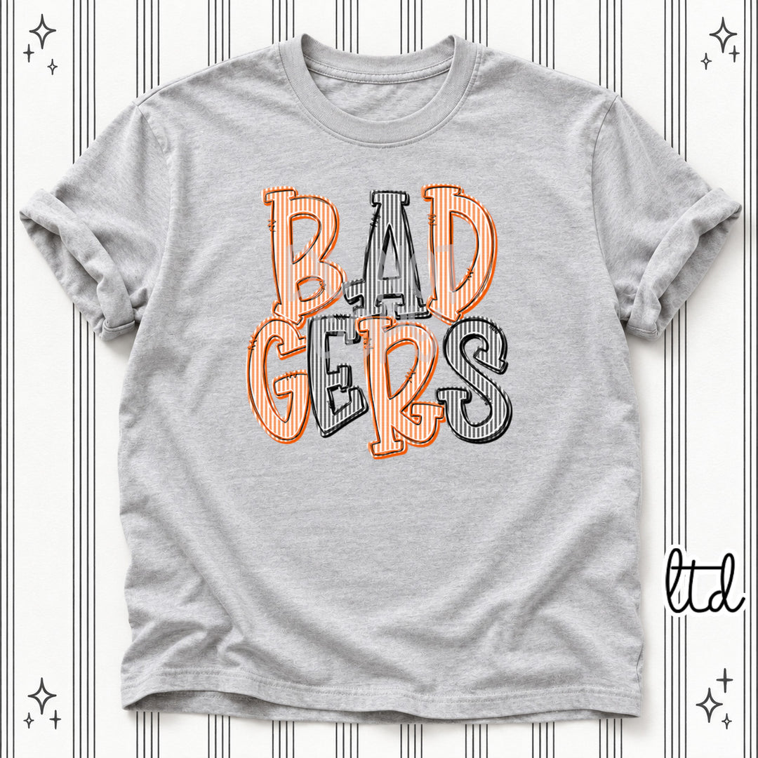 Badgers Orange Black Seersucker Stack Mascots DTF transfer