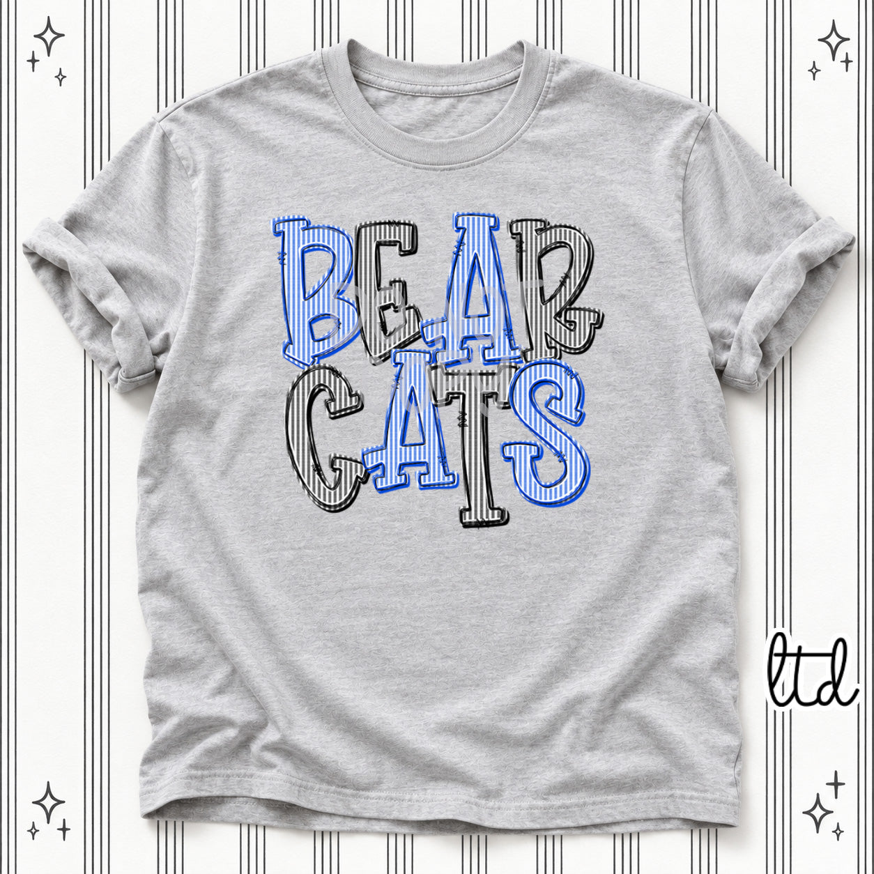 Seersucker Stack Mascots Bearcats Royal Blue Black design