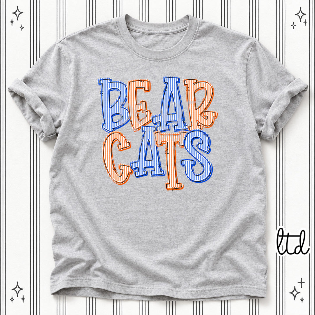 Bearcats Royal Blue Orange Seersucker Stack Mascots DTF transfer