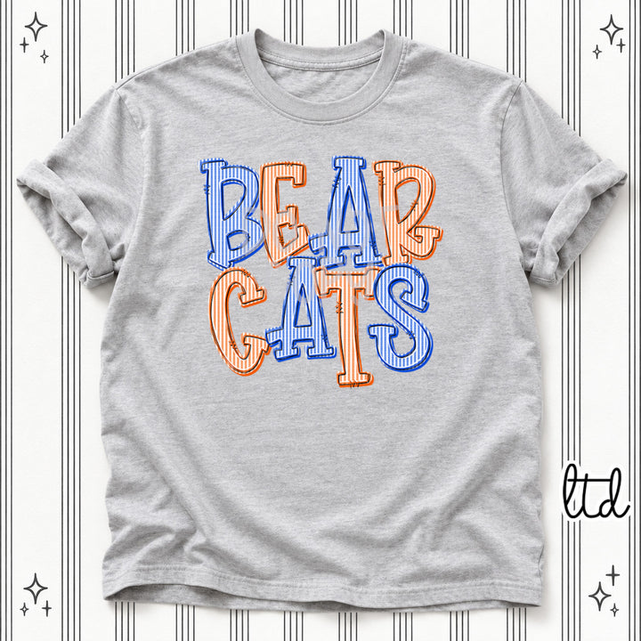 Bearcats Royal Blue Orange Seersucker Stack Mascots DTF transfer