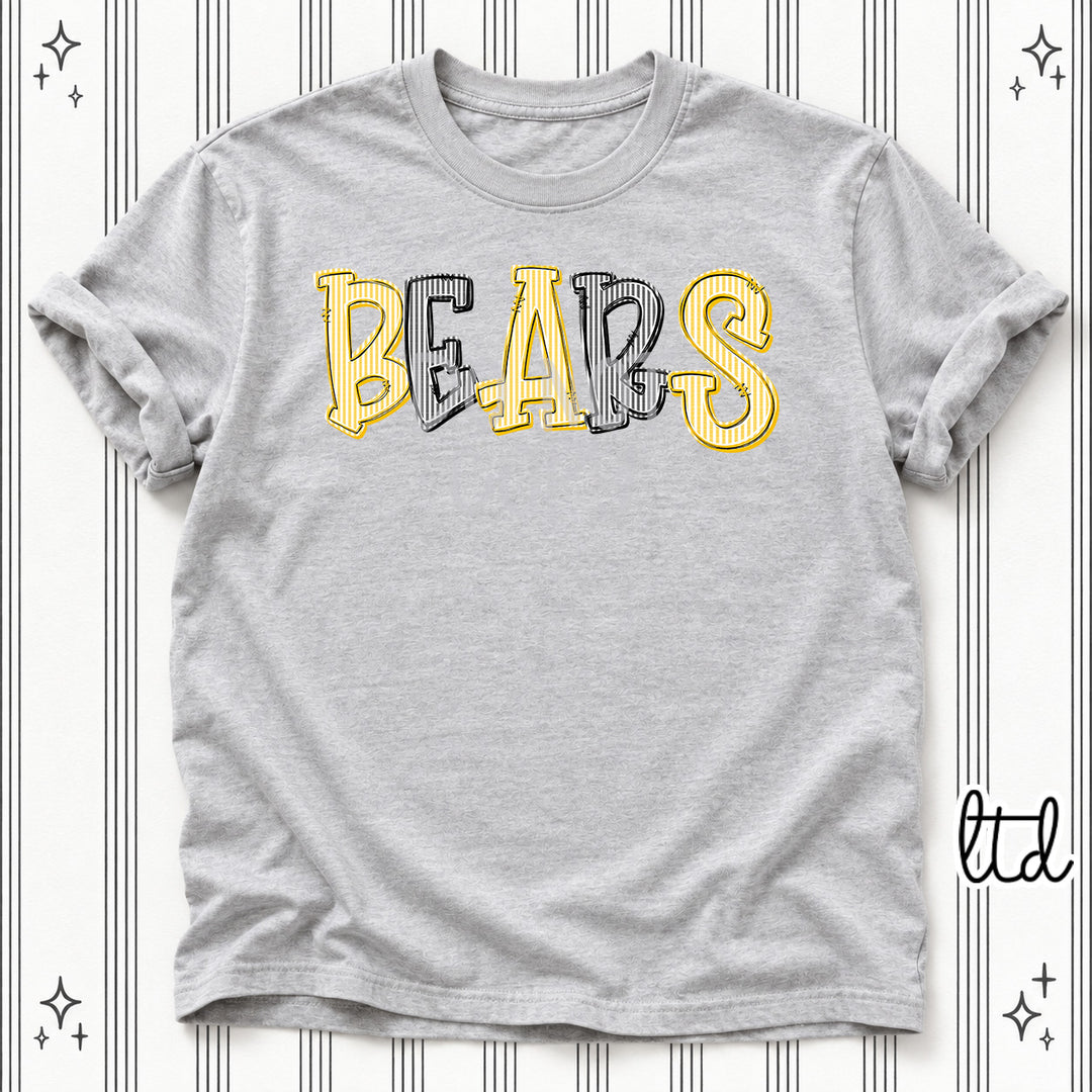 Bears Yellow Gold Black Seersucker Stack Mascots DTF transfer
