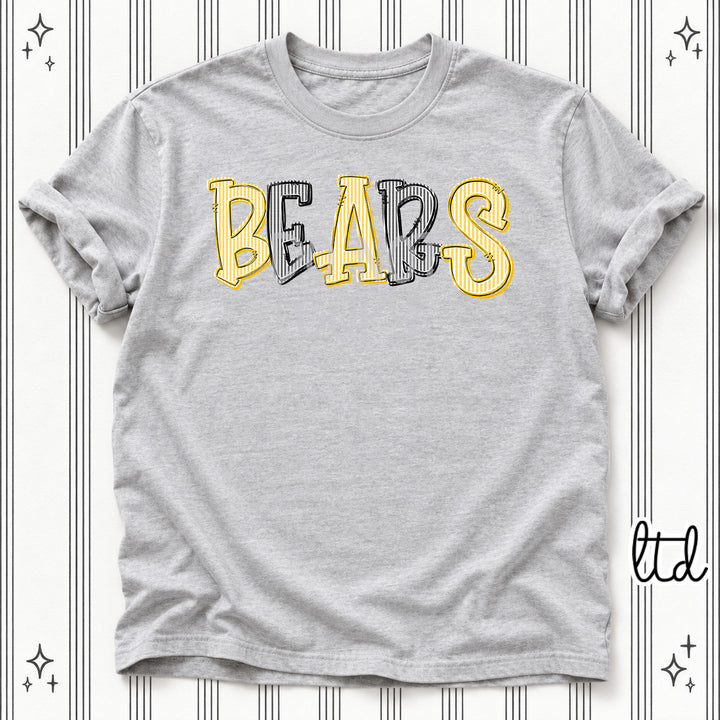 Bears Yellow Gold Black Seersucker Stack Mascots DTF transfer