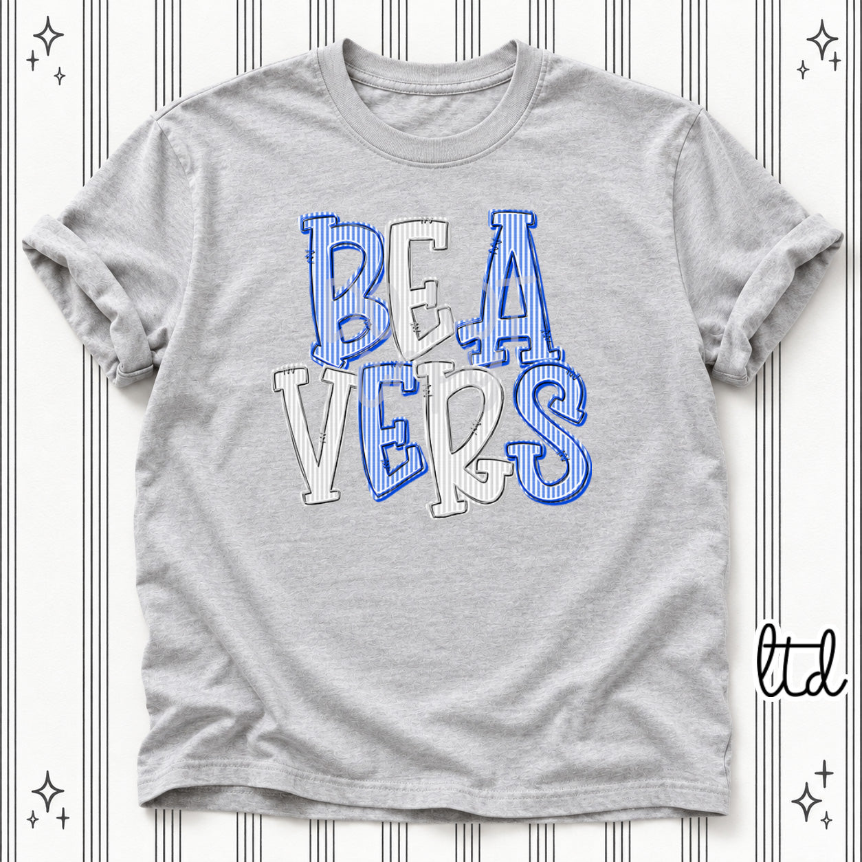 Seersucker Stack Mascots Beavers Royal Blue Silver design