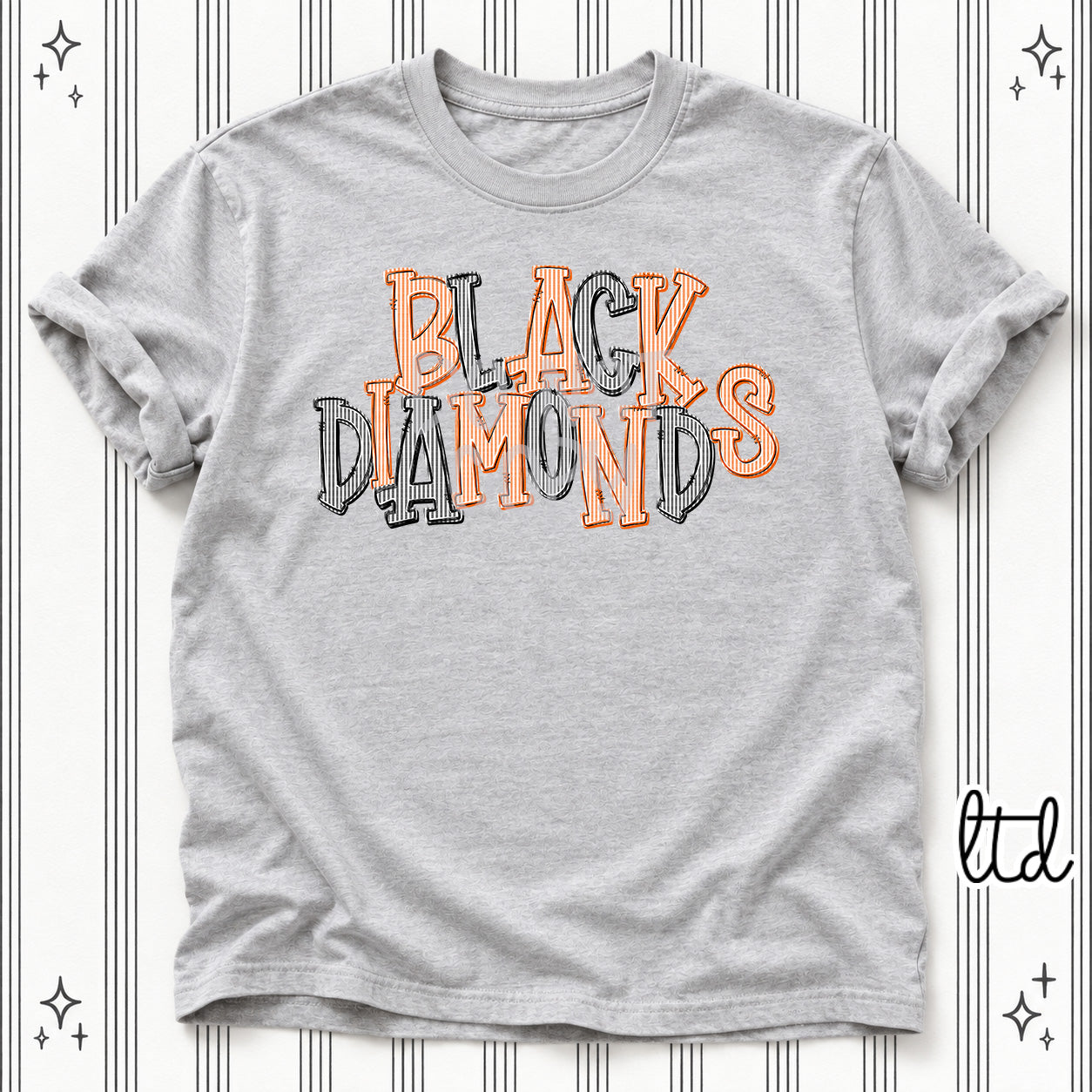 Seersucker Stack Mascots Black Diamonds Orange Black design