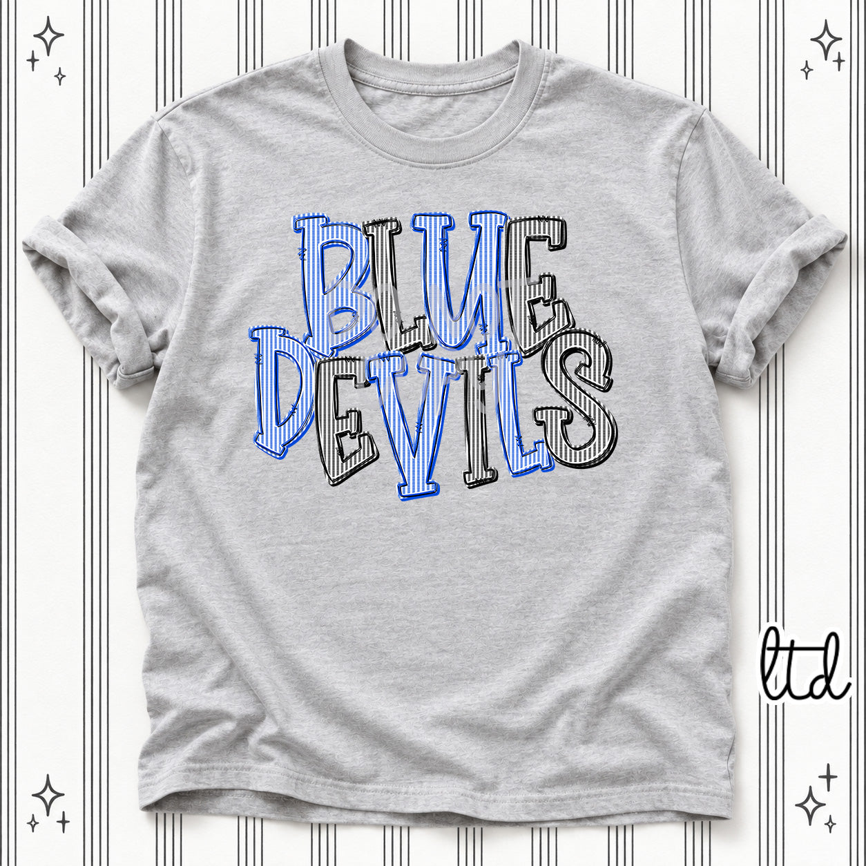 Seersucker Stack Mascots Blue Devils Royal Blue Black design