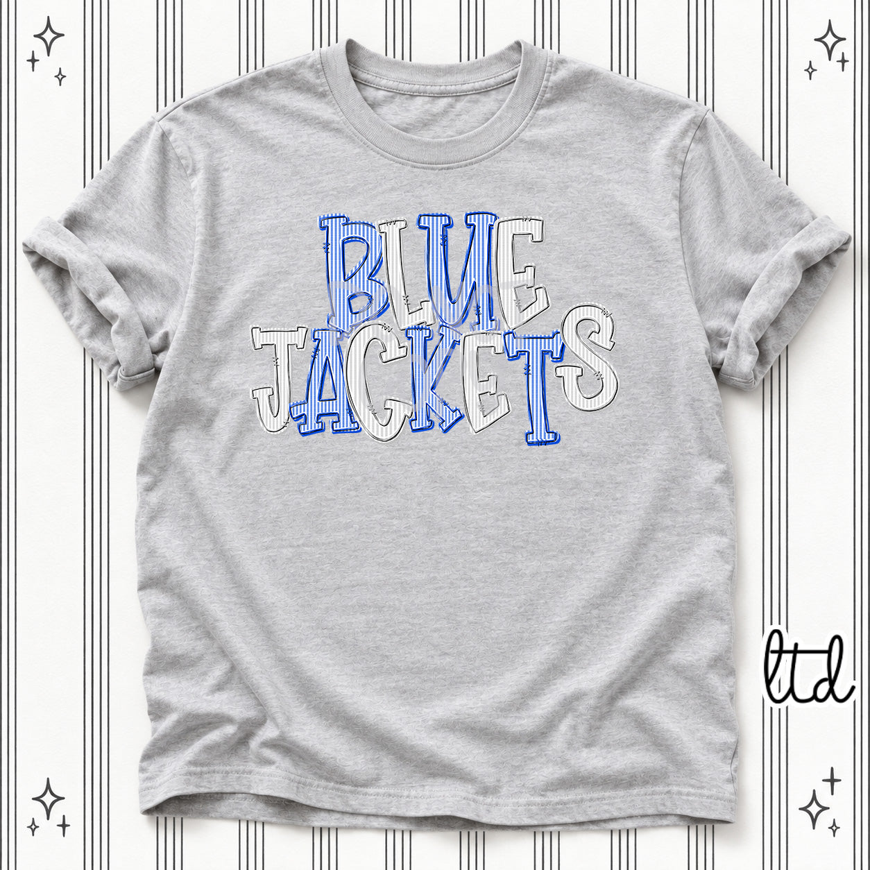 Seersucker Stack Mascots Blue Jackets Royal Blue Silver design