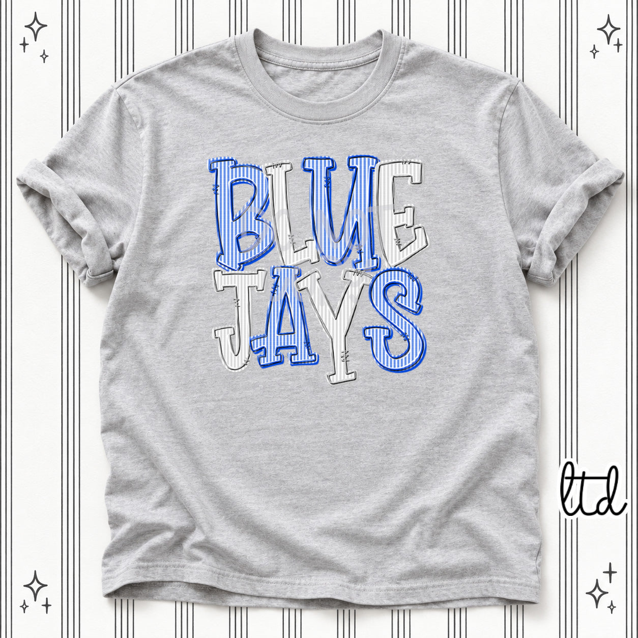 Seersucker Stack Mascots Blue Jays Royal Blue Silver design