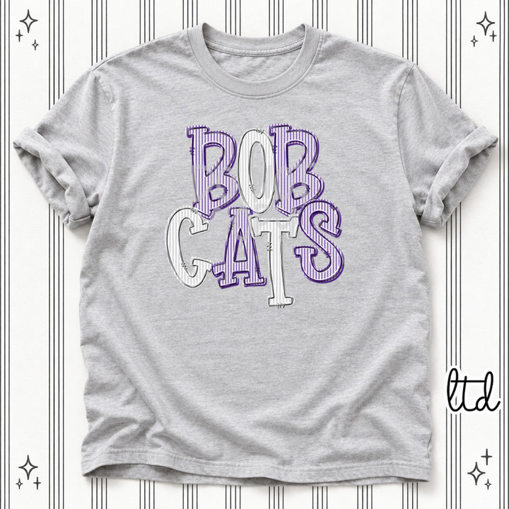 Bobcats Purple Silver Seersucker Stack Mascots DTF transfer