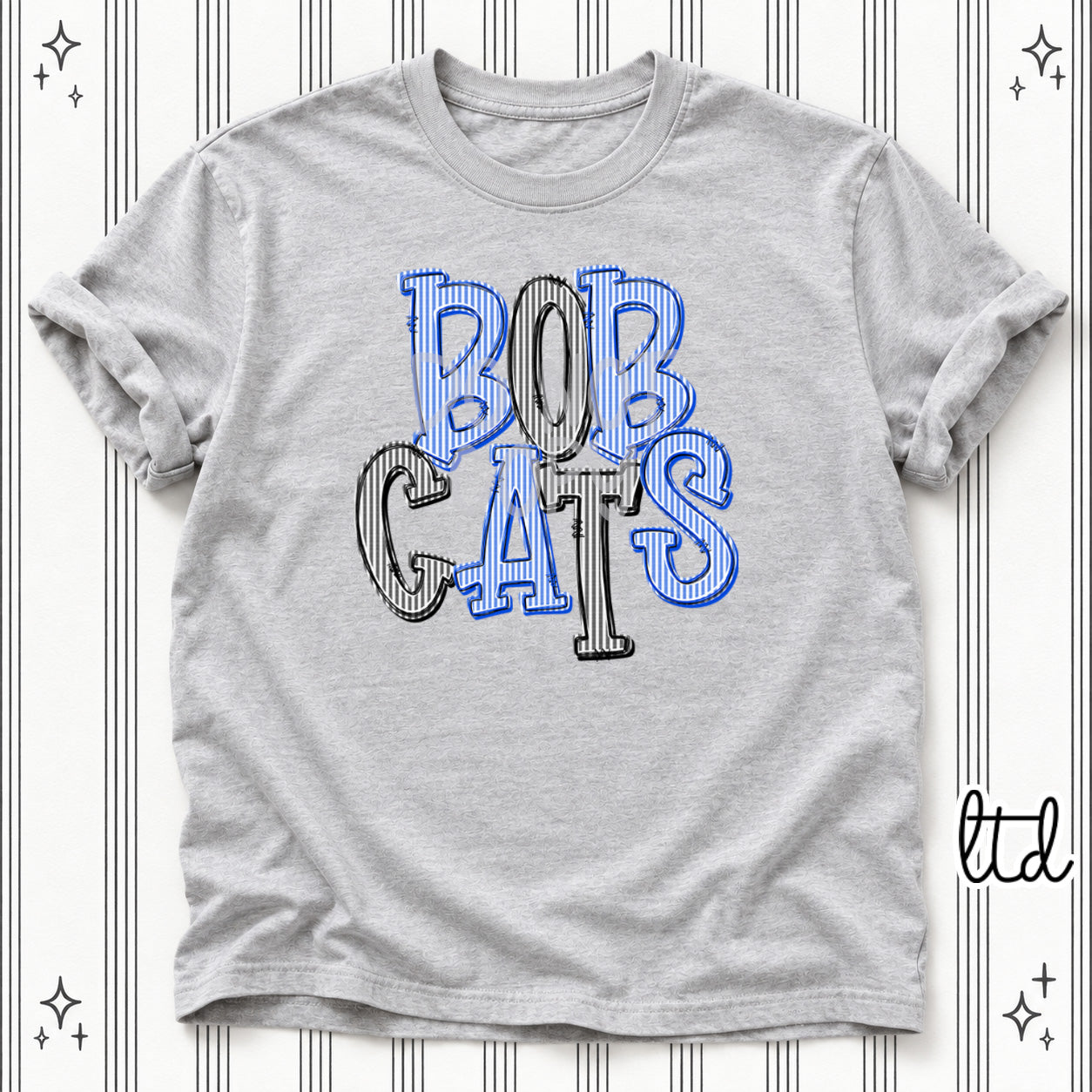 Seersucker Stack Mascots Bobcats Royal Blue Black design