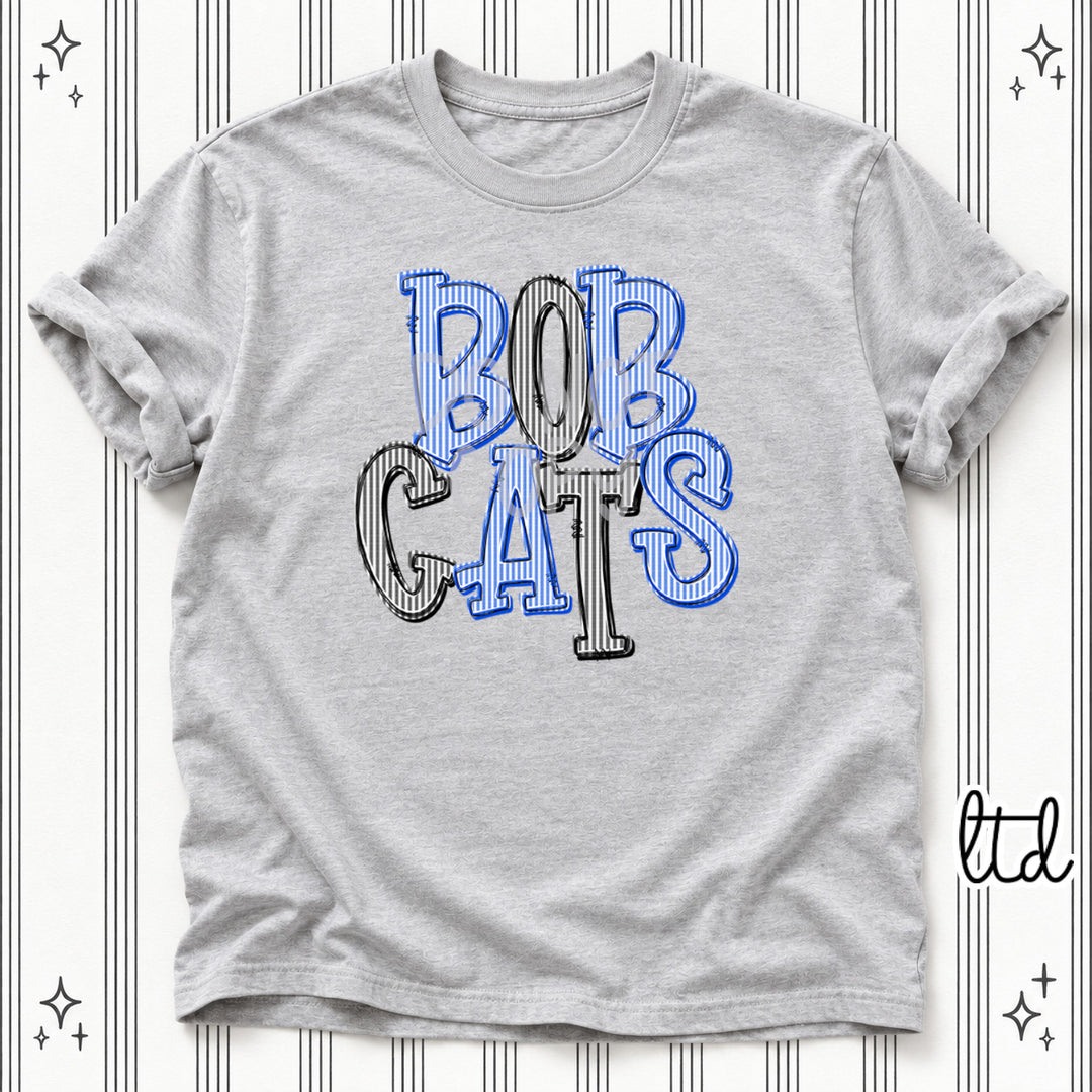 Bobcats Royal Blue Black Seersucker Stack Mascots DTF transfer