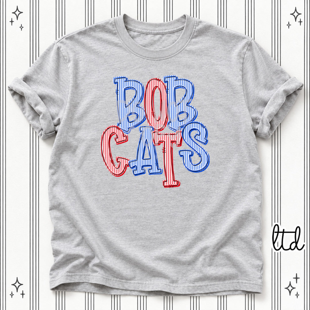 Bobcats Royal Blue Red Seersucker Stack Mascots DTF transfer
