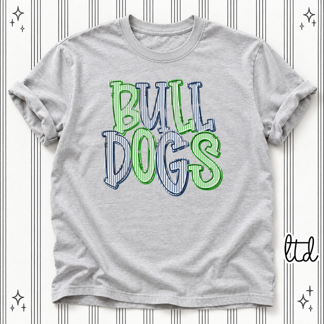 Seersucker Stack Mascots Bulldogs Kelly Green Navy design