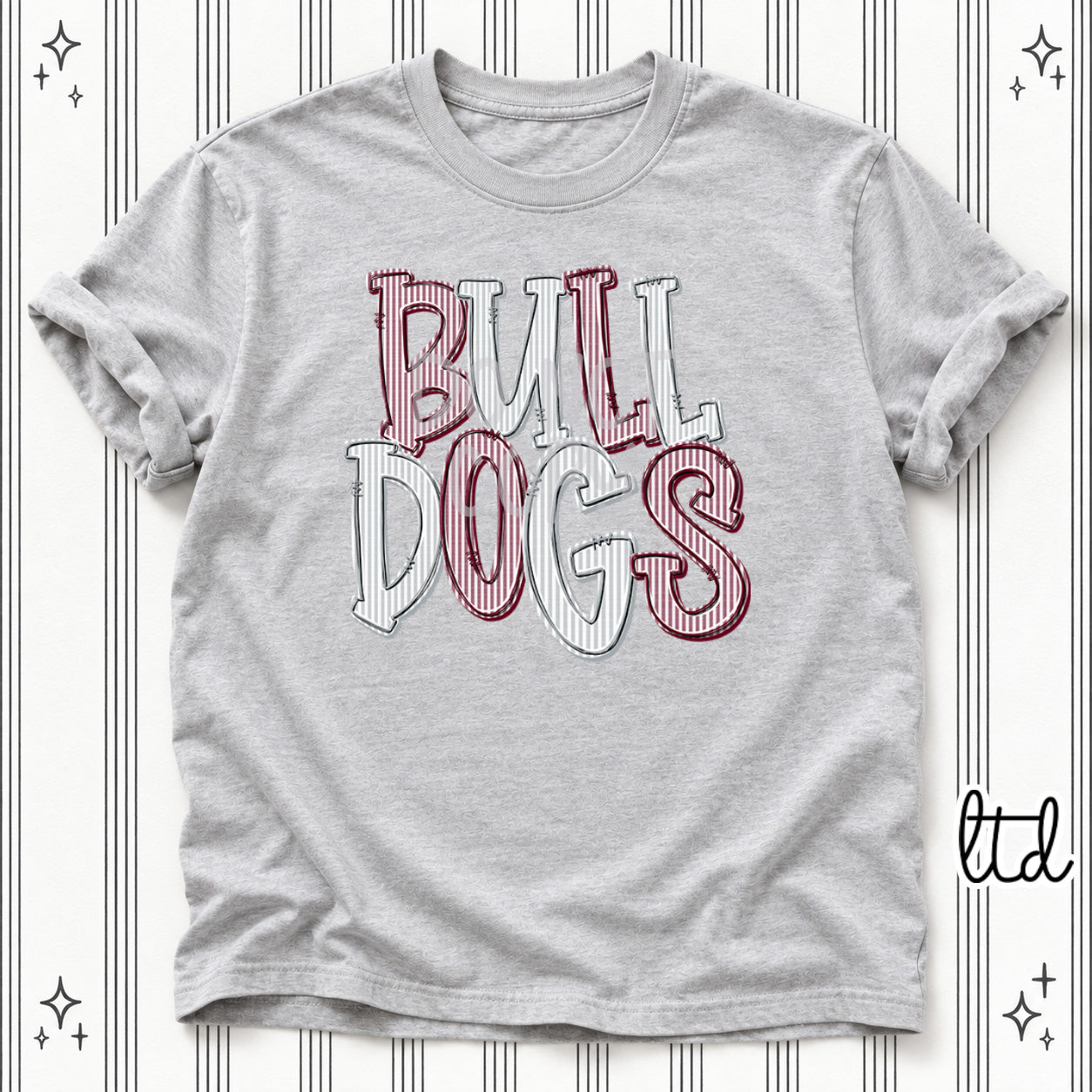 Seersucker Stack Mascots Bulldogs Maroon Grey design