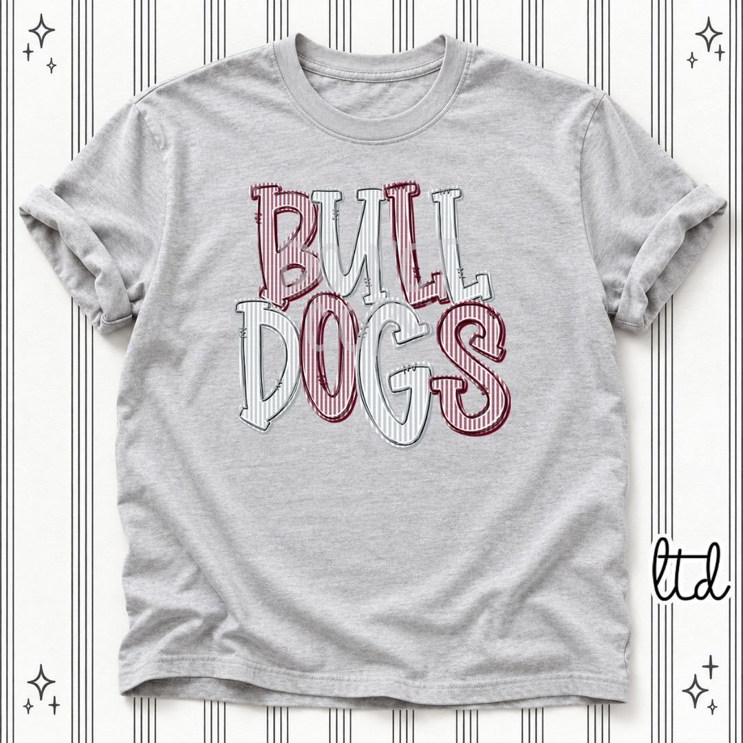 Bulldogs Maroon Grey Seersucker Stack Mascots DTF transfer