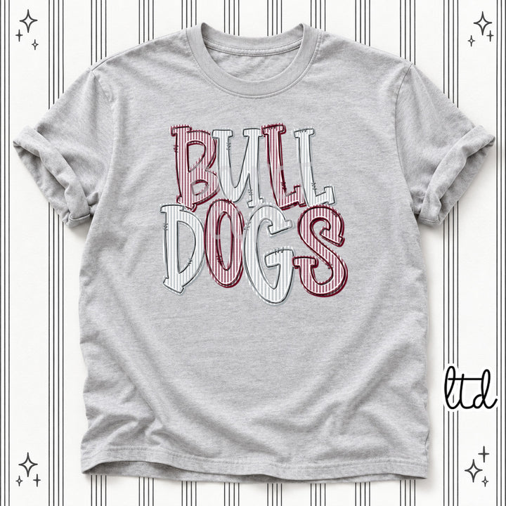 Bulldogs Maroon Grey Seersucker Stack Mascots DTF transfer