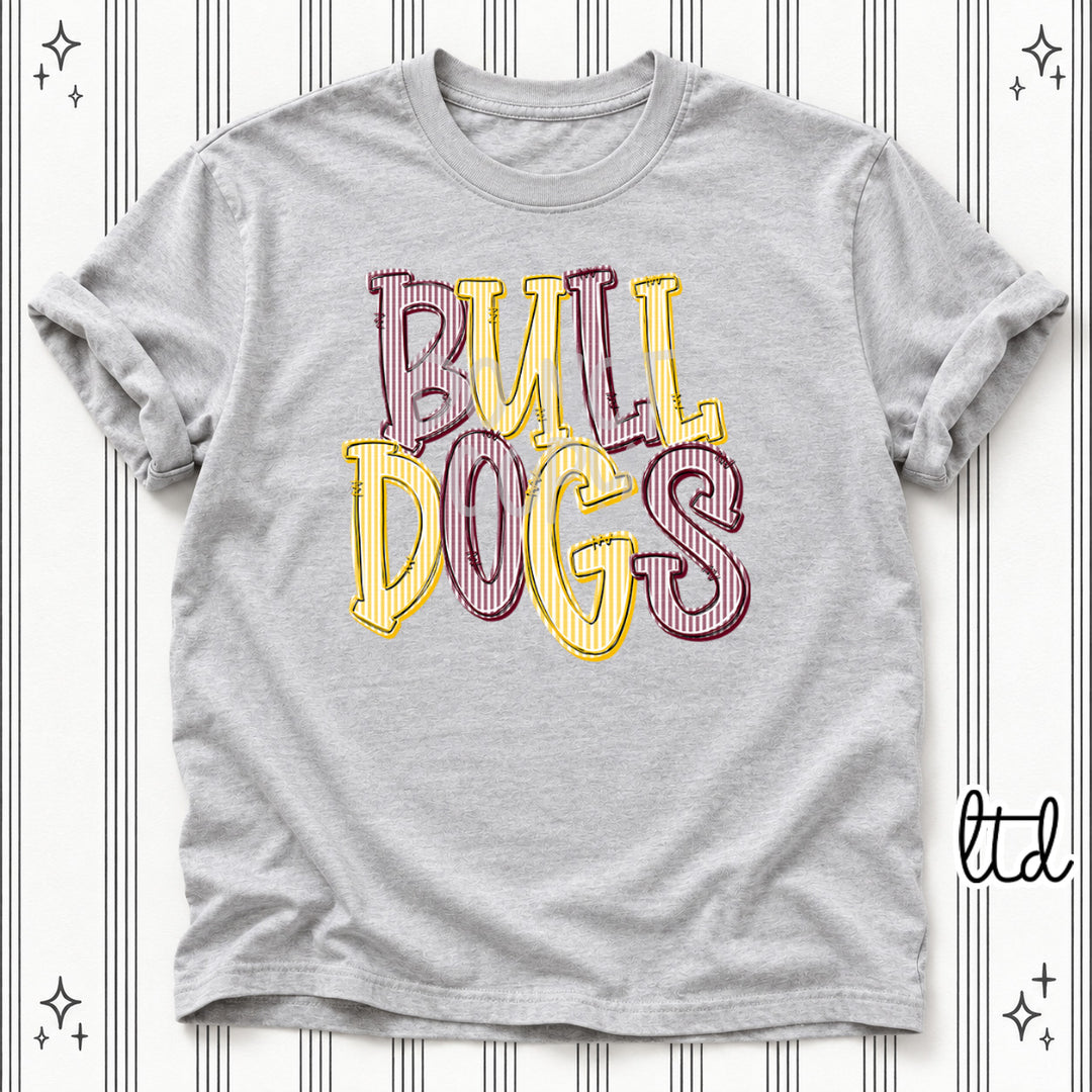 Bulldogs Maroon Yellow Gold Seersucker Stack Mascots DTF transfer
