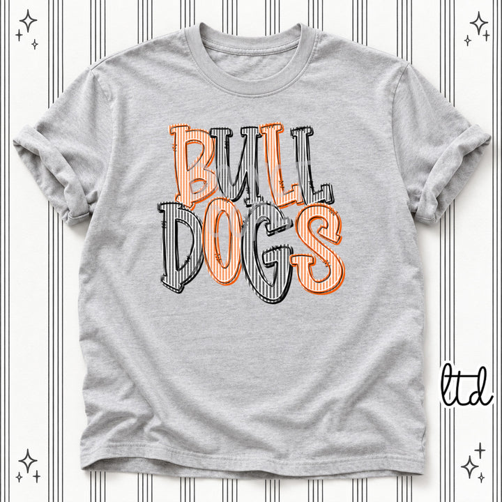 Bulldogs Orange Black Seersucker Stack Mascots DTF transfer