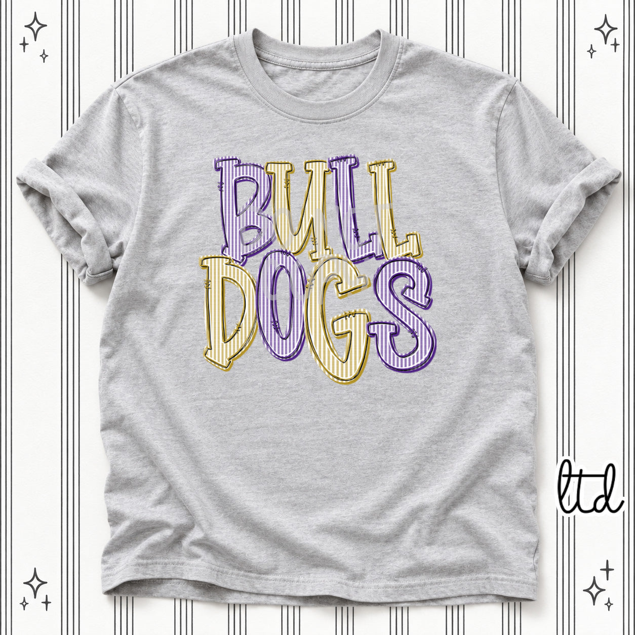Seersucker Stack Mascots Bulldogs Purple Vegas Gold design